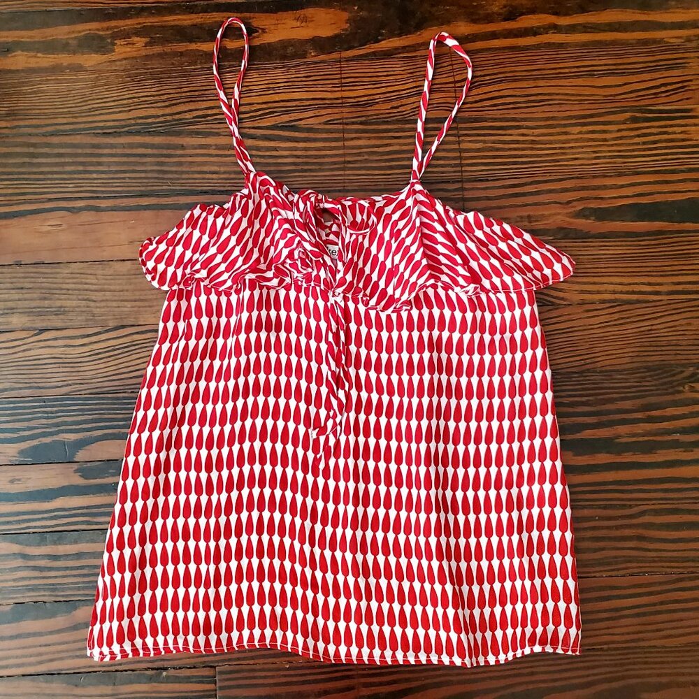 NWOT Tucker silk tie-front ruffle tank